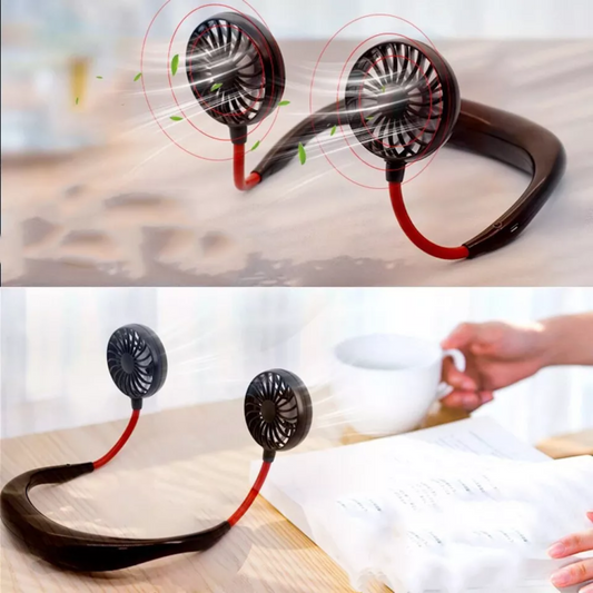 Neck Fan Portable - RECHARGEABLE USB NECK FAN COOLING - Wearable Sports Fan Battery Powered Face Fans for Traveling & Kitchen